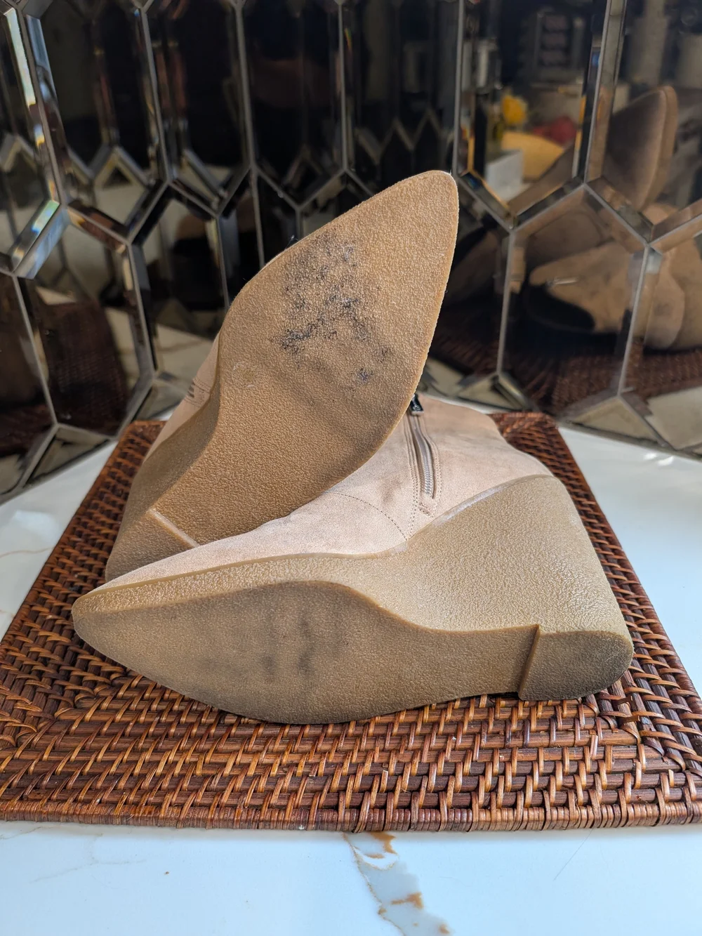 Jessica Simpson Women's Tan Suede Wedge Booties - Stylish Ankle Boots